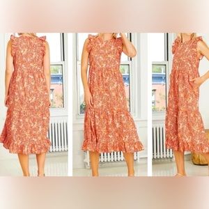 Universal Thread Women's Flutter Sleeveless Tiered Dress, Medium, Rust color